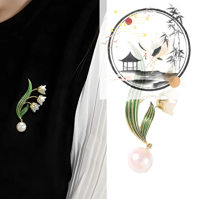 Fashion Plant Lily Of The Valley Flower Brooches Women Clothing Coat Jewelry Banquet Wedding Party Accessories Gifts