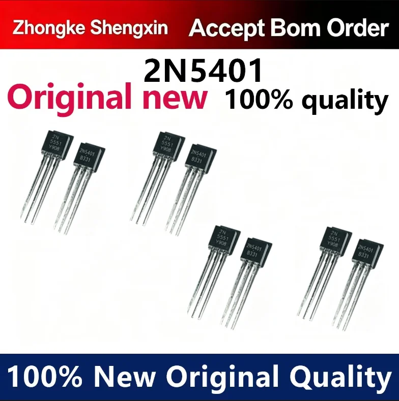 （5pcs-100pcs）Transistor 2N5401 0.6A/160V NPN PNP Low Power Transistor TO-92