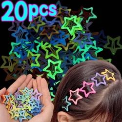 2/4/10/20Pcs Y2K Luminous Stars Bobby Pin Girl Barrettes Metal Snap Clips Korean Hairpins Crab Stick Headwear Hair Accessories