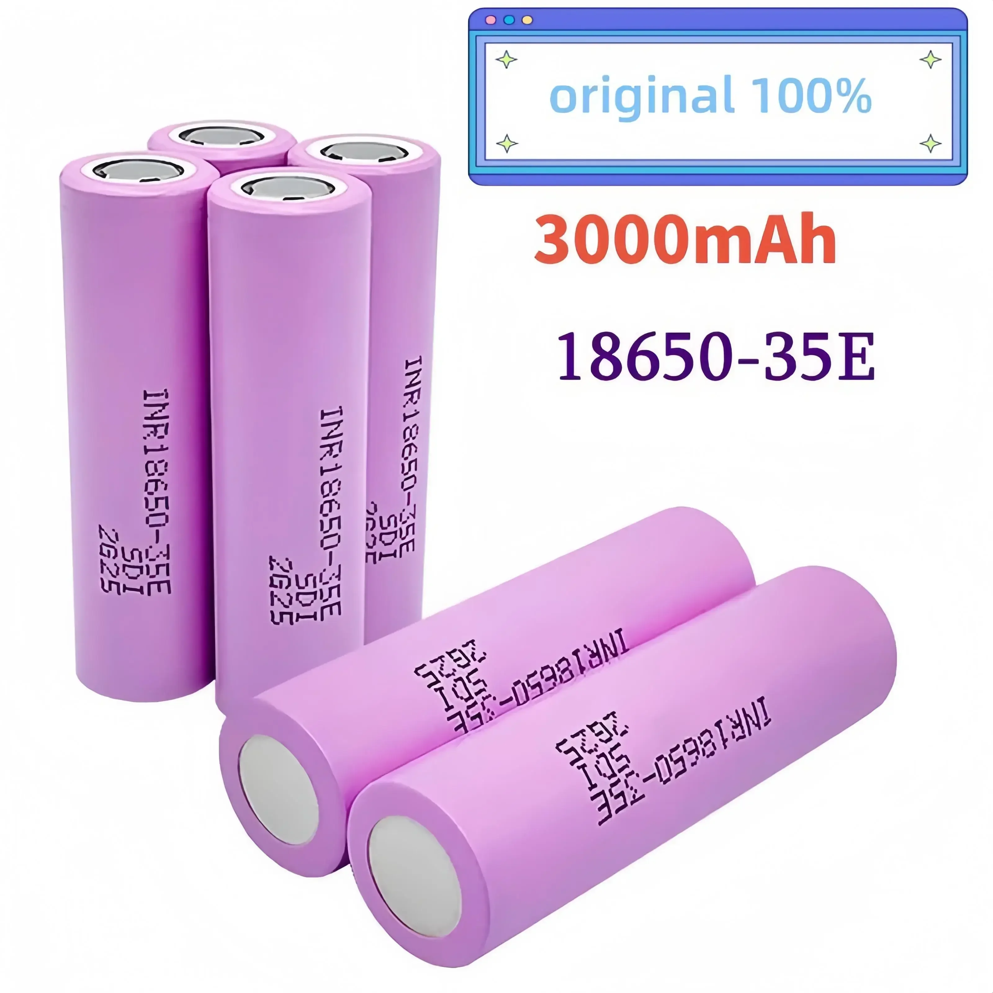 

NEW 3.7V actual capacity original power 18650 lithium battery 35E 3000mAh 3.7V 25A INR18650 electric tools Rechargeable Battery