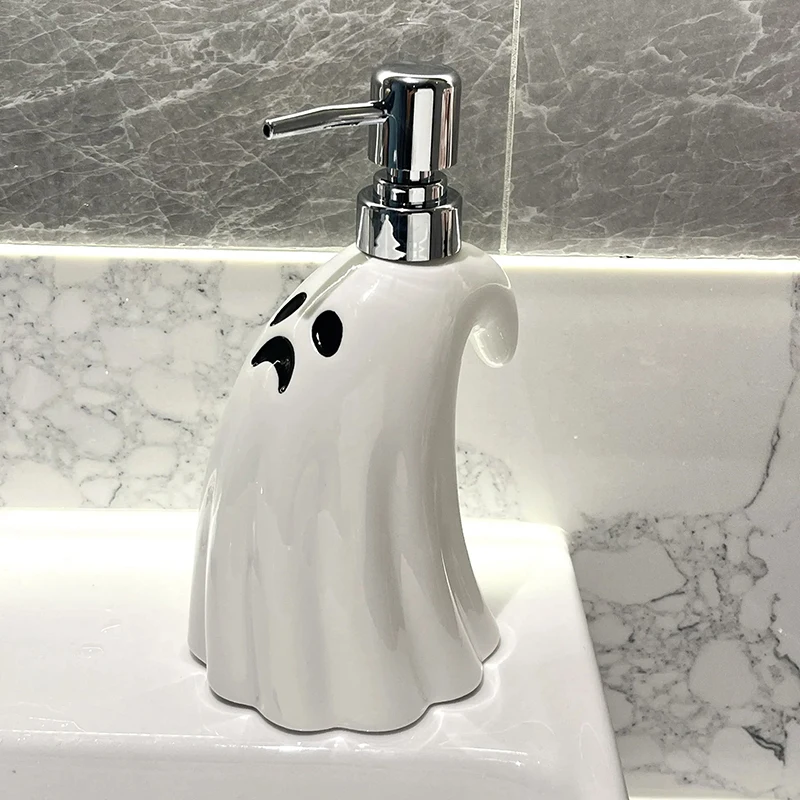 Creative Hand Sanitizer Bottle Ceramic Soap Dispenser Bathroom Large Capacity Pressed Bottle For Halloween Bathroom Decor Hotel