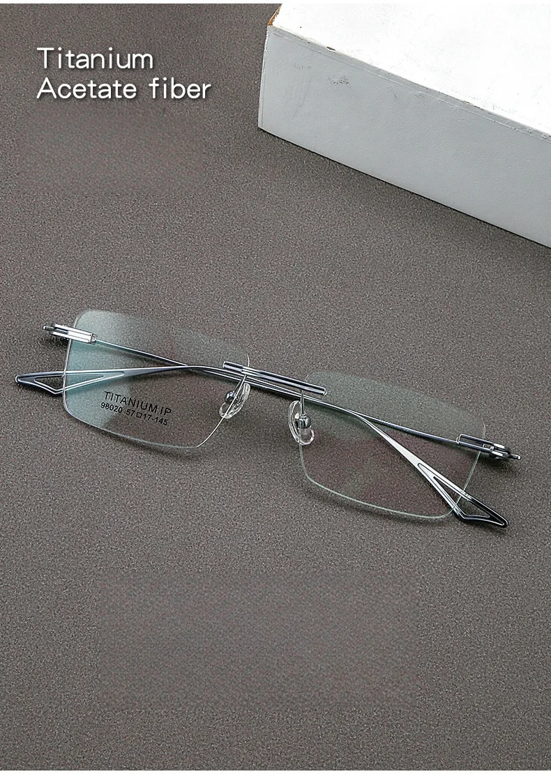 JAEVAR Rahmenlose Brille aus reinem Titan, ultraleicht, für Geschäftsleute, quadratischer Rahmenrahmen, optischer Rezeptrahmen für Herren 98020 – Detail 3