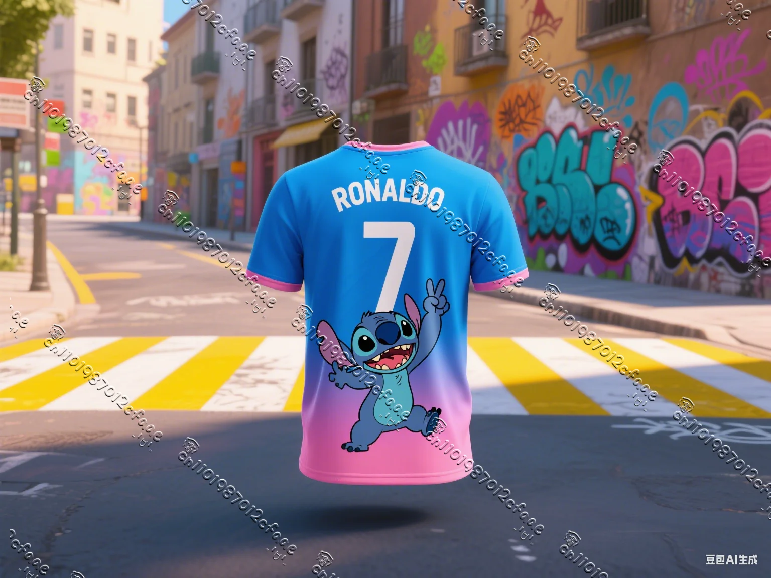 

2025 Summer Men's Short-sleeved T-shirt Fashion AI Stitch 3D Printed Jersey Loose Large Size Mesh Clothing New Original Kids Top
