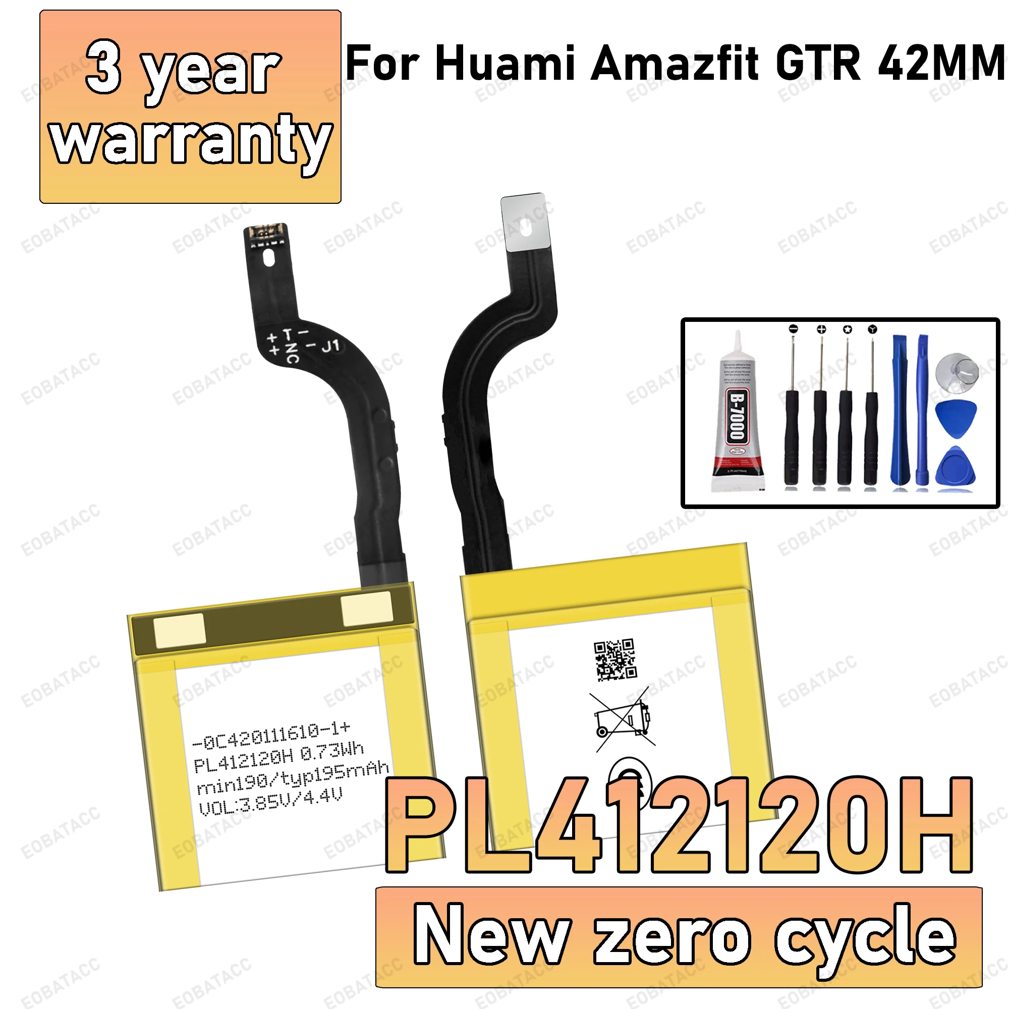 

PL412120H Original Replacement Battery For Huami Amazfit GTR 42MM 195mAh PL412120 412120 Smart Watch Battery + Tools