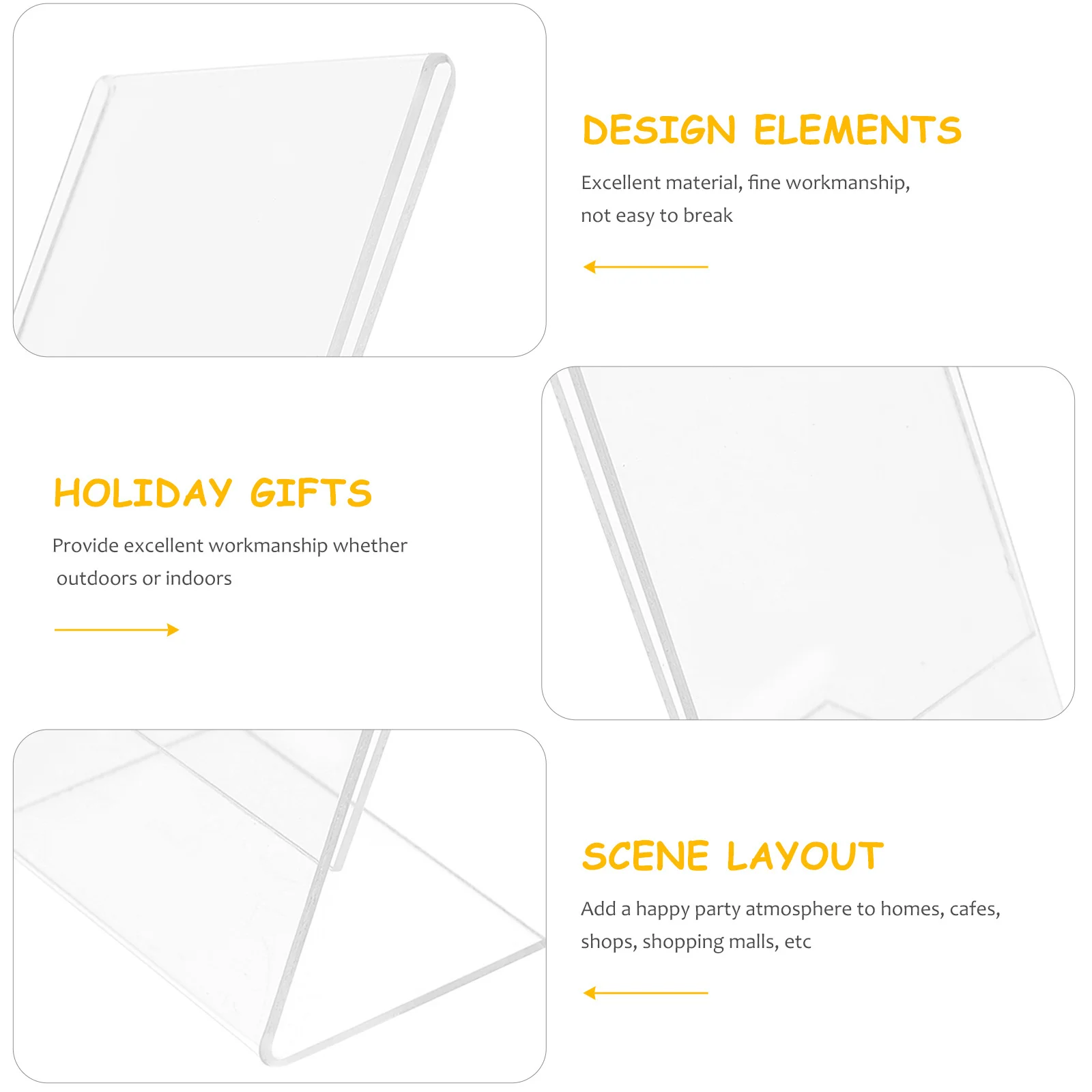 

2Pcs Transparent Acrylic Picture Frames Clear Display Stands Desktop Photo Holders for Certificates Price Tags Photo Display