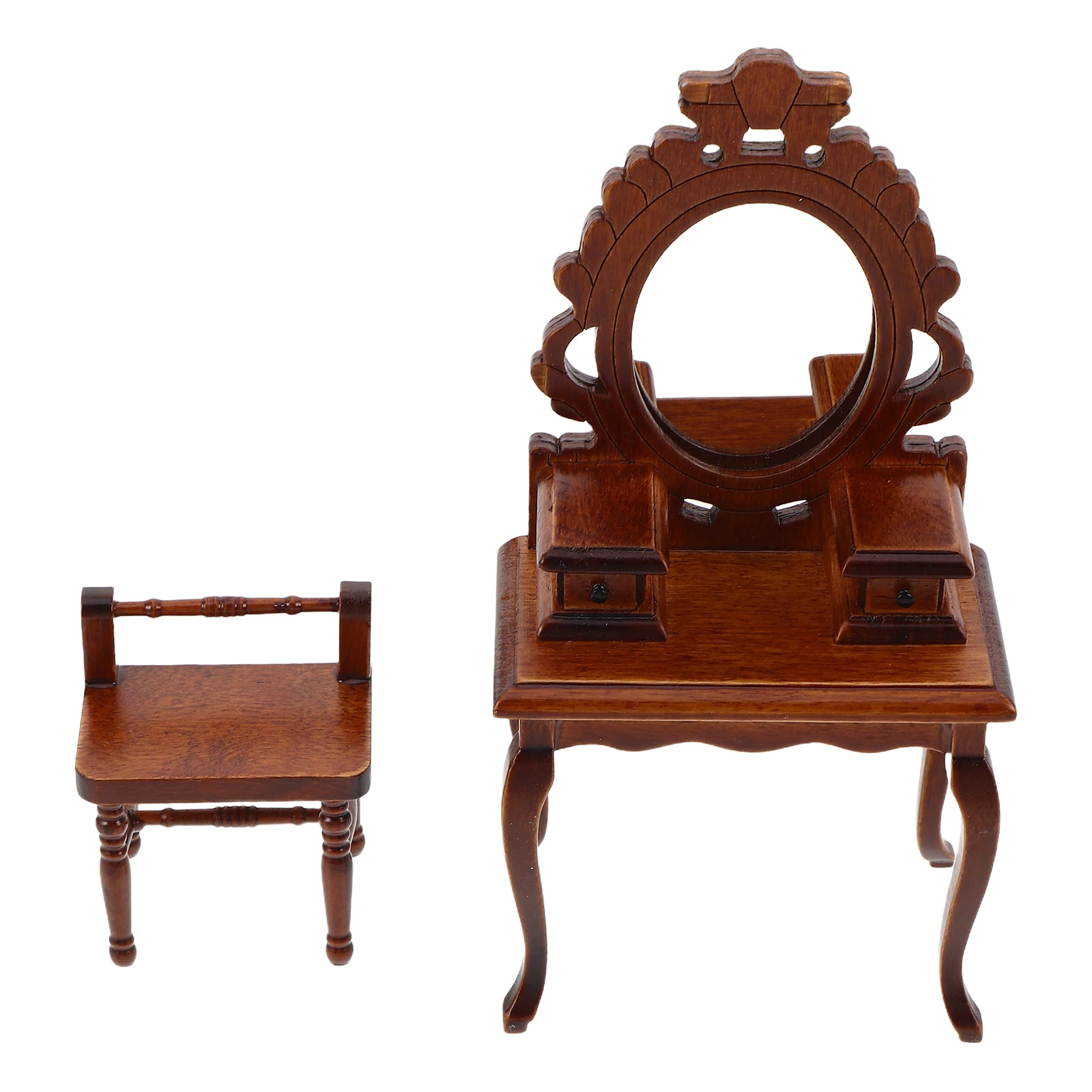 

Retro Mini Furniture House Vintage Miniature Chair Dollhouse Desk Toy Room for Wooden Bedroom Table