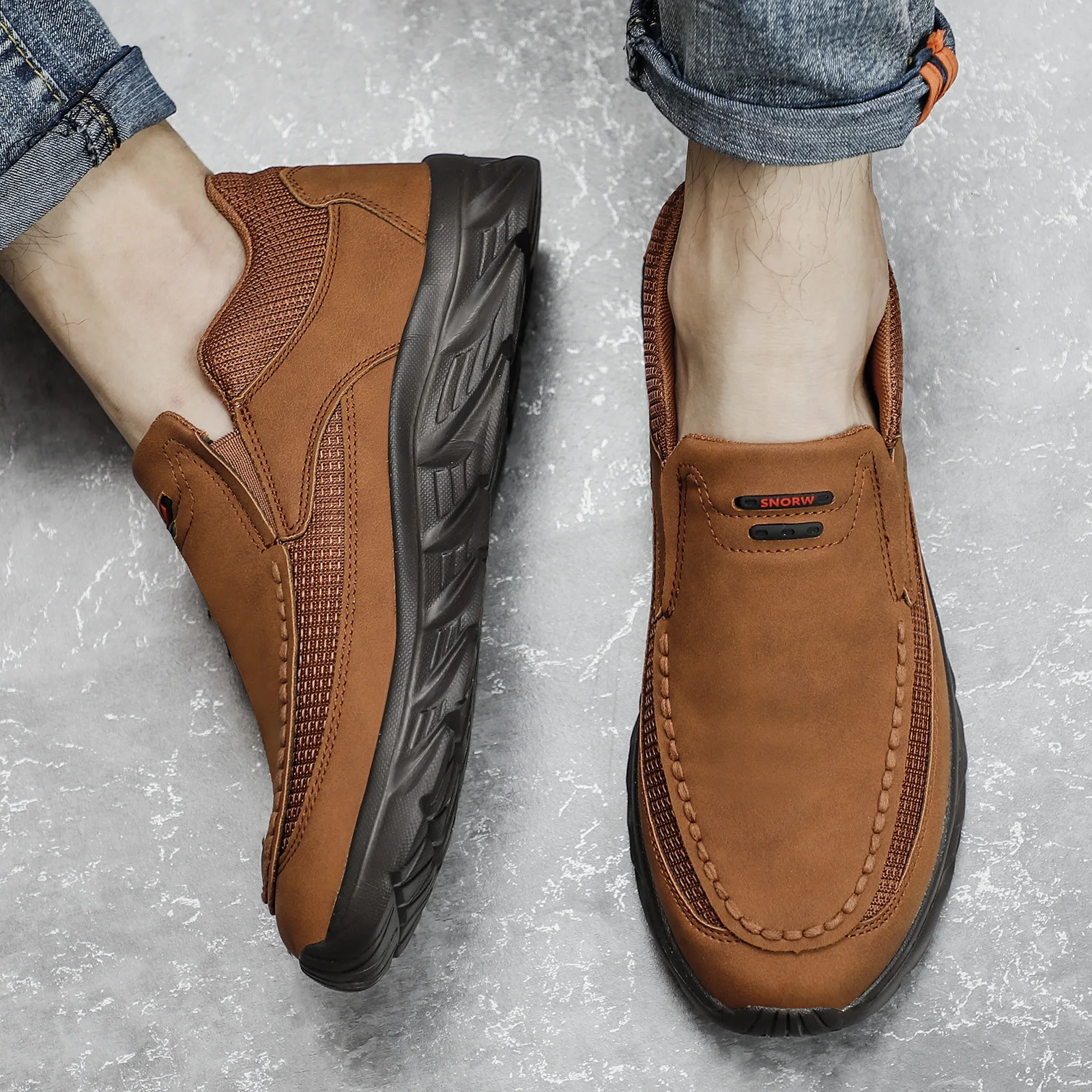 Men Leather Casual Shoes Breathable Loafers Men Sneakers 2024 New Male Comfortable Leather Flat Footwear Sneakers Men Shoes image 6