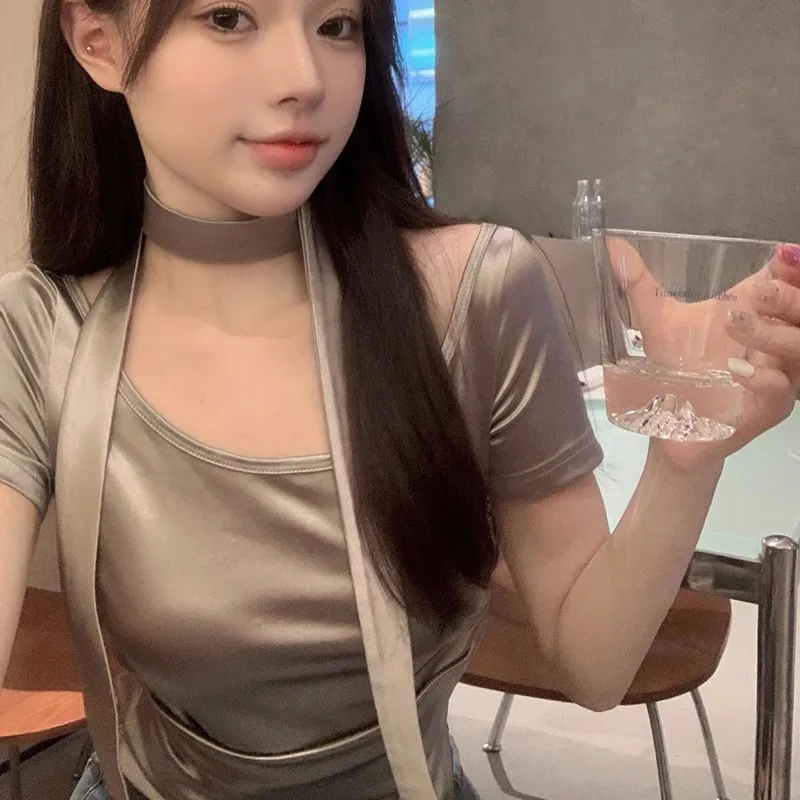 Silver ort Sve T-irt Women's Summer Design Sensation Small Ne Hanging oulder Fit Bone Fold Busin Casual Home Co...