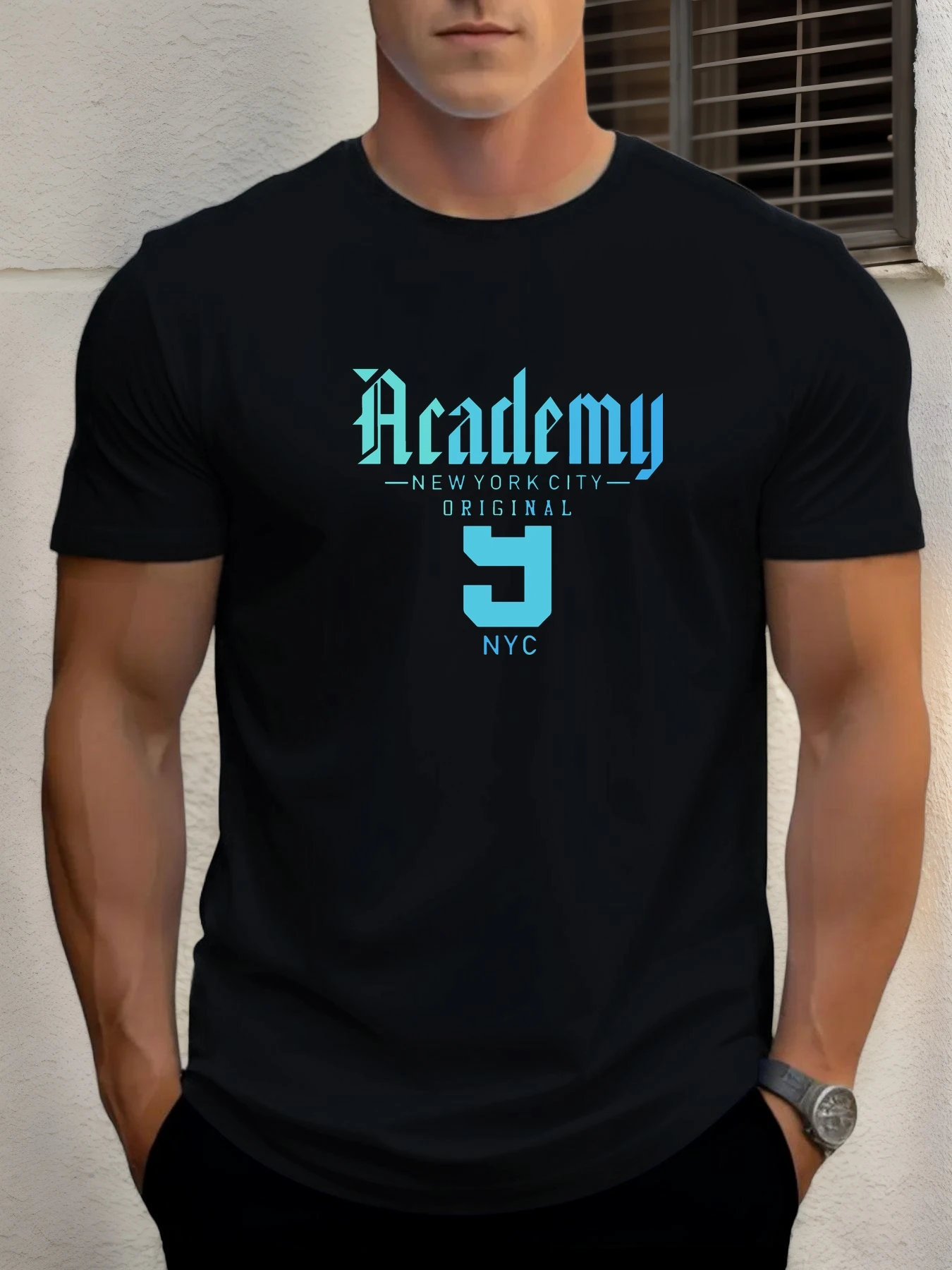 

Man Short Sleeve T-shirt New York College Print Summer Round Neck Oversized Tee Casual Fashion High Quality Clothing