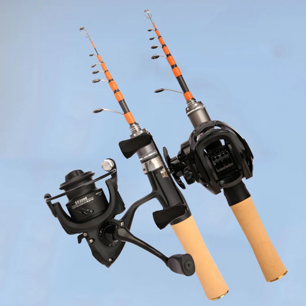 Portable Carbon Lure Rod 1.8m/2.1m Carbon Fiber Carbonfiber Telescopic Lurerod Black Sea ​​pole 5-30 Bait Ma Kou Gan Fishing Rod