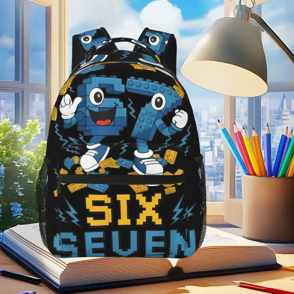 Number 67 Building Blocks Print Backpack Student Boys Girls BookBag Kids School Bag Laptop Shoulder Bags for Men Women