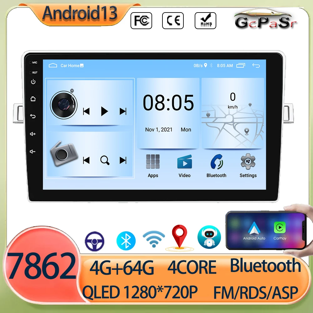 

Carplay Android Auto Radio For Toyota Corolla Verso 2009-2018 Car Multimedia GPS autoradio RDS DSP AI 4G Octa Core 7862 no 2 din