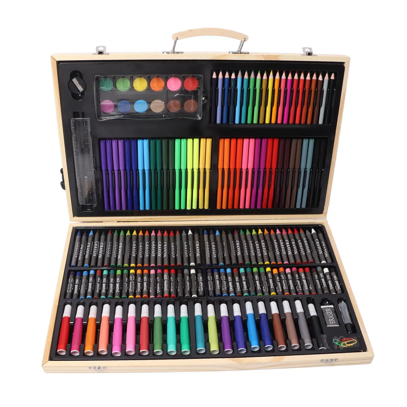 

Детские товары для творчества, набор для рисования, яркий цвет, деревянная коробка, портативная, прочная, моющаяся, многоцелевая, для школьного использования