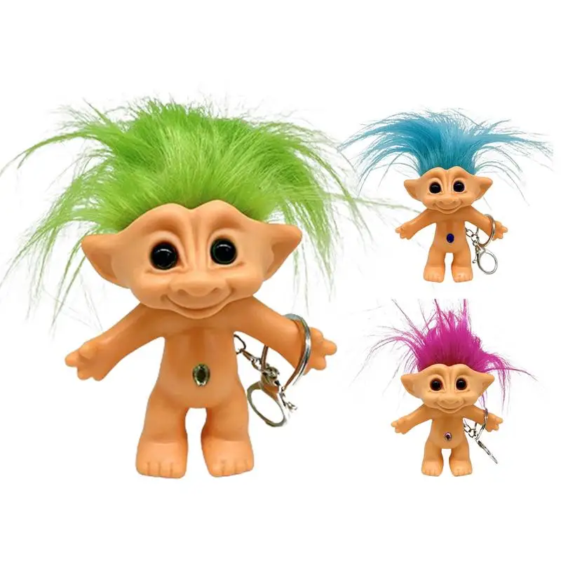 

Troll Doll Key Ring Good Luck Troll Dolls Key Holder 10cm Crazy Colour Hair Figurine Key Ring Cute Cartoon Bag Purse Charm Kids