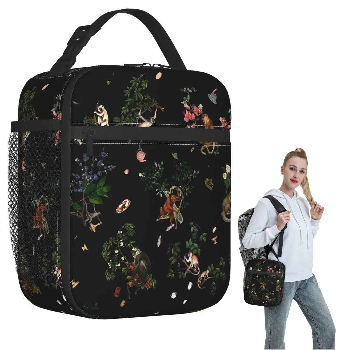 Monkey World Insulated Lunch Bag for Women Kids Portable Food Boxes Thermal Lunch Box Tote