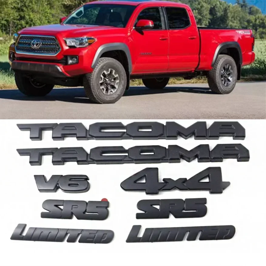 8 piezas de cubiertas de ABS con logo de coche para Toyota Tacoma V6 SR5, para la puerta trasera del maletero, accesorios 4X4 Li