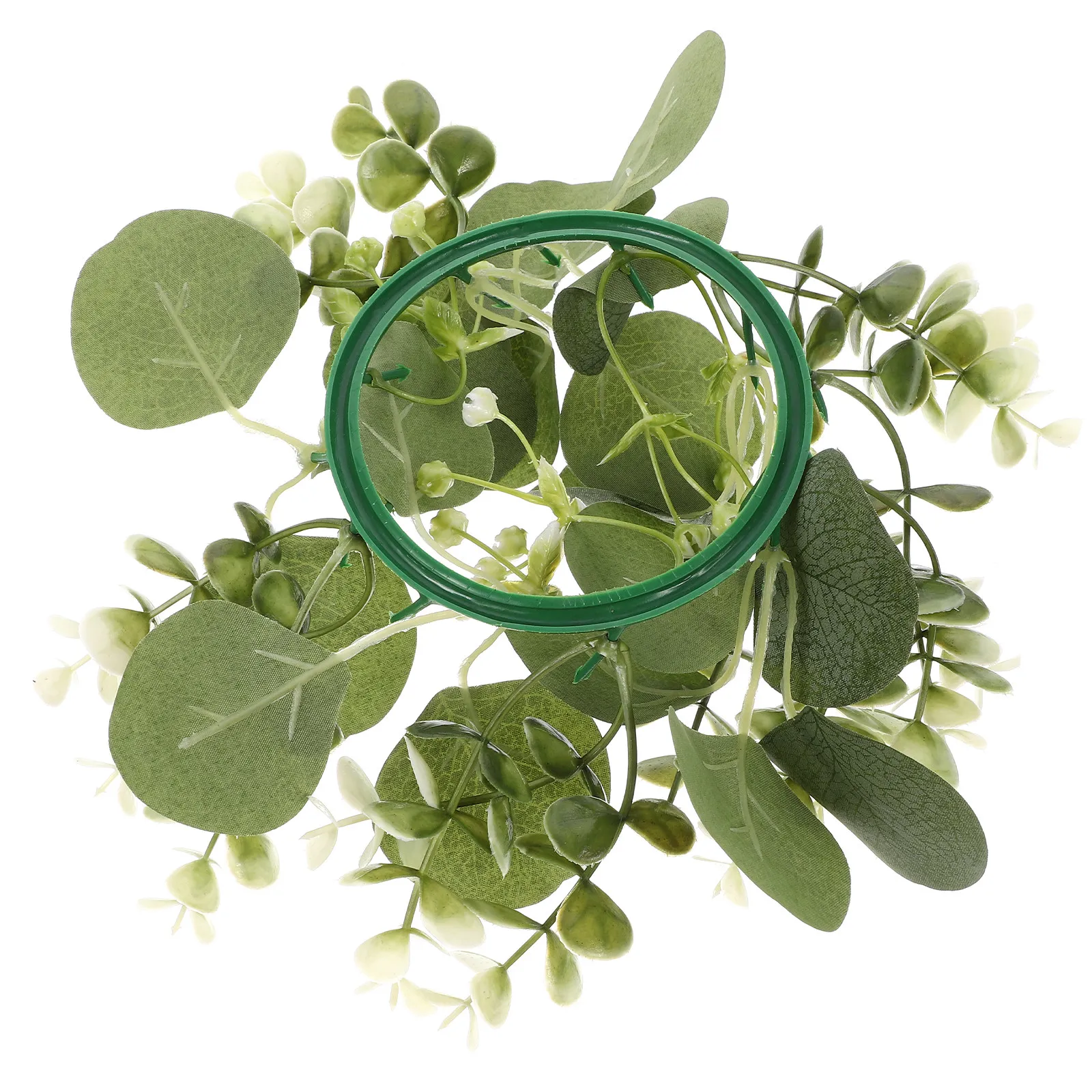 Reusable Artificial Leaf Wreath Eucalyptus Gypsophila Design Delicate Pillar Ring for Christmas Wedding Festive