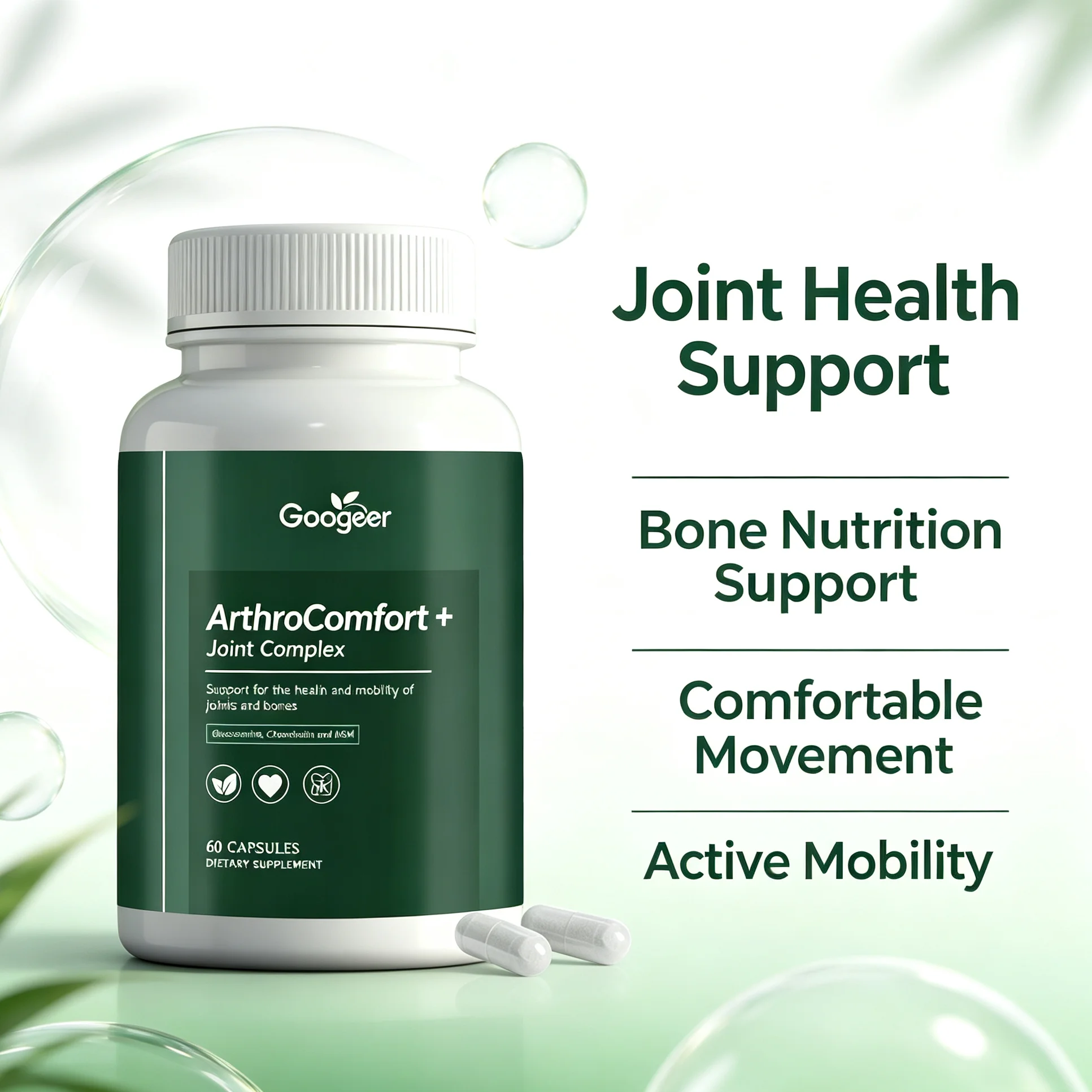 Joint Bone Health Support Capsules with Glucosamine Chondroitin MSM Turmeric, Promote Joint Comfort, Active Lifestyle Supplement