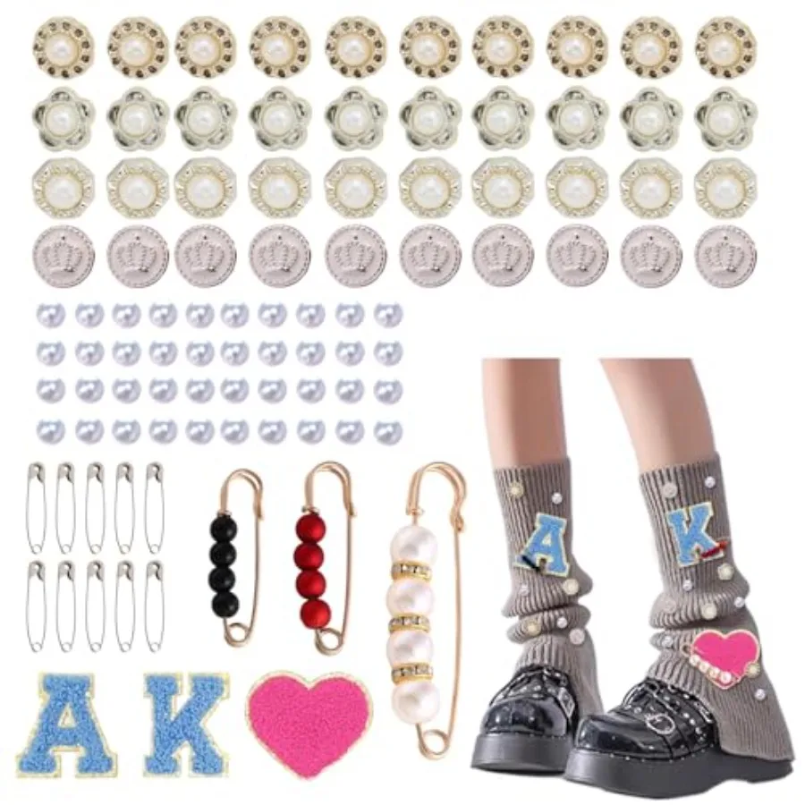 

100pcs Junk Socks Charms Bling Sock Pins Jewelry Charms Sliver Safety Pin Charms for Sock Accessories model-14