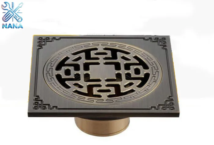 Waste Antique Floor Drain Brass Bathroom Accessory Euro Linear Shower Wire Strainer Carved Cover Drains Drain Strainers DR777