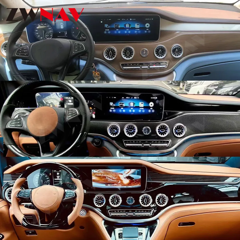 Strip screen Dual Car Digital Cruiser Speed Stereo For Mercedes-benz Vito  Car GPS Navidroid Center Android12 DSP Carplay 4G LTE