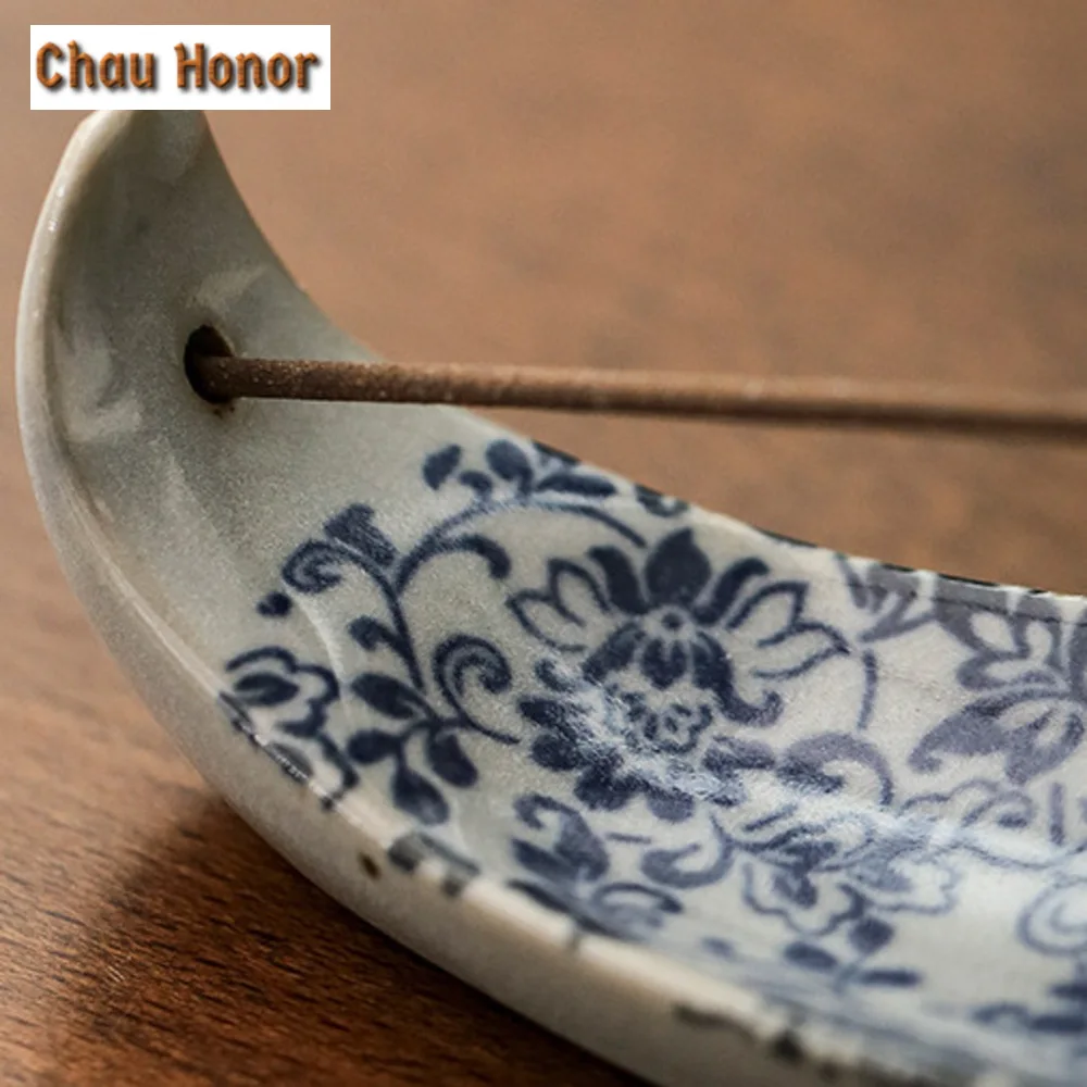 Antique Blue and White Thread Insert Incense Holder Boutique Incense Stick Holder Household Smell Distributor Teaware Decoration