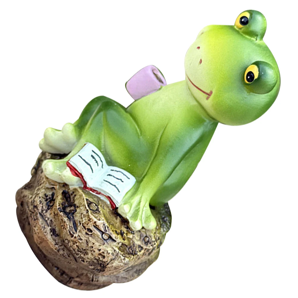 

Frog Decor Statue Animal Ornament Decorate Funny Green Desktop Carved Sculpture