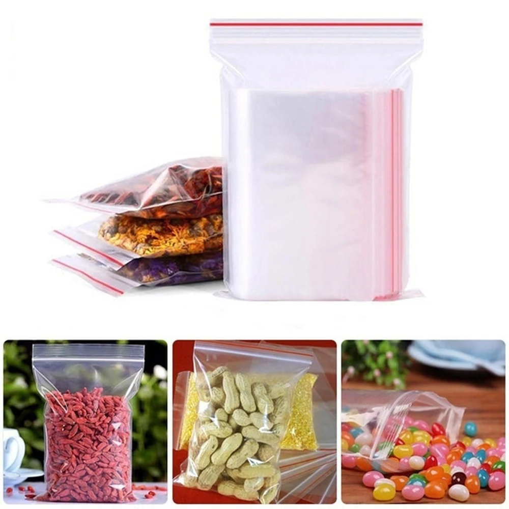 1000-100Pcs Small Zip Lock Plastic Bags Reclosable Clear Bags Vacuum Storage Bag Transparent Bag Ziplock Food Storage zip Bags