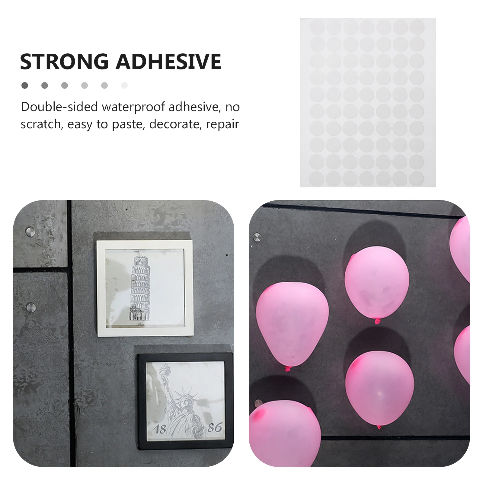 

2 Pcs Waterproof Double-sided Tape Glue Acrylic Adhesive Label Strong Transparent