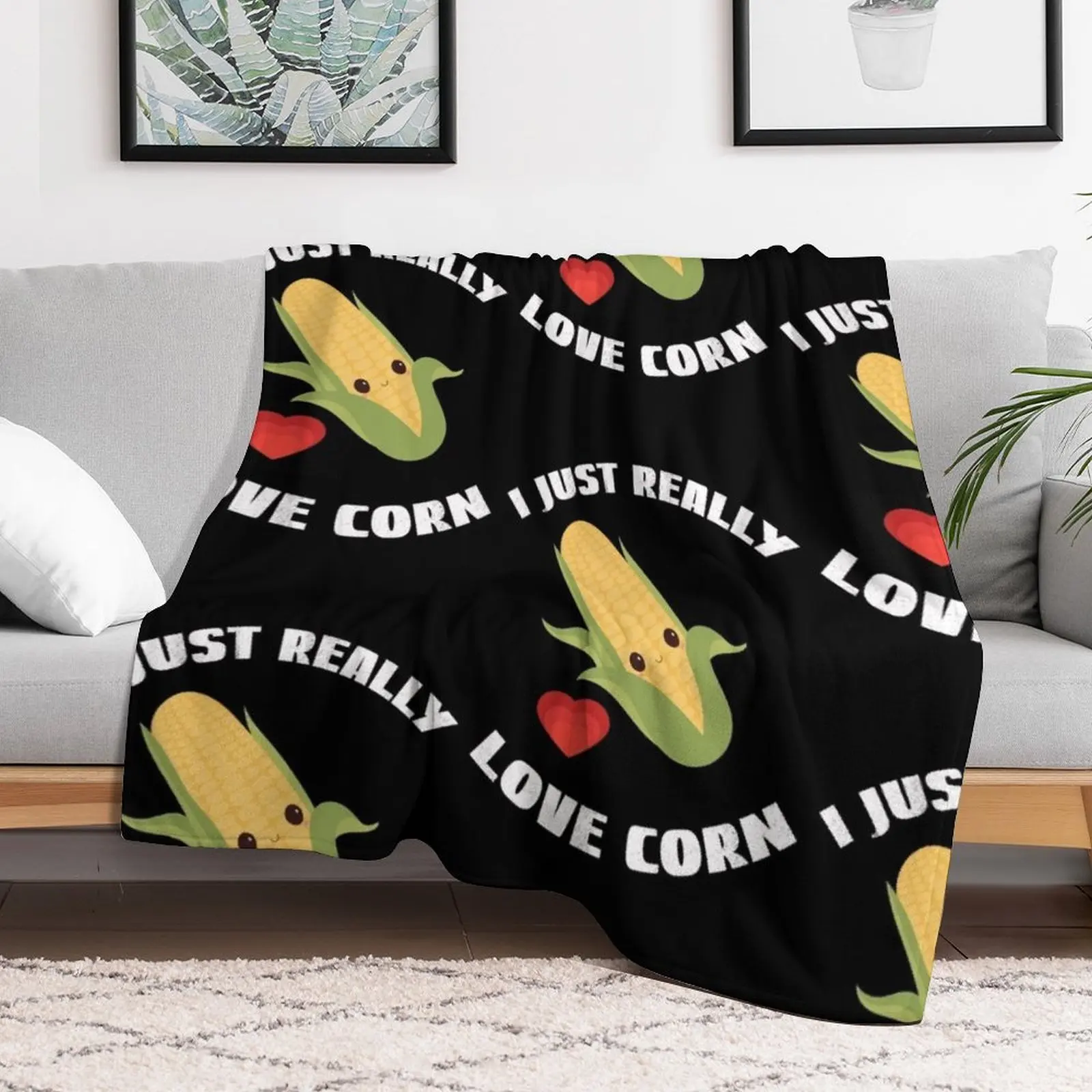 Corn On The Cob, I Just Really Love Corn Throw Blanket Beach Sleeping Bag Cute Vintage Blankets