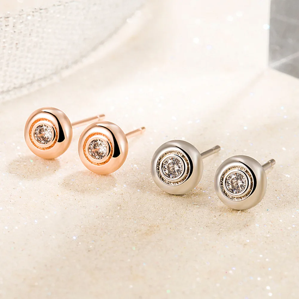 Jewelry For Women Rose Gold Plated CZ Crystal Anniversary Earring 2026 Trendy Stainless Steel White Shell Stud Earrings