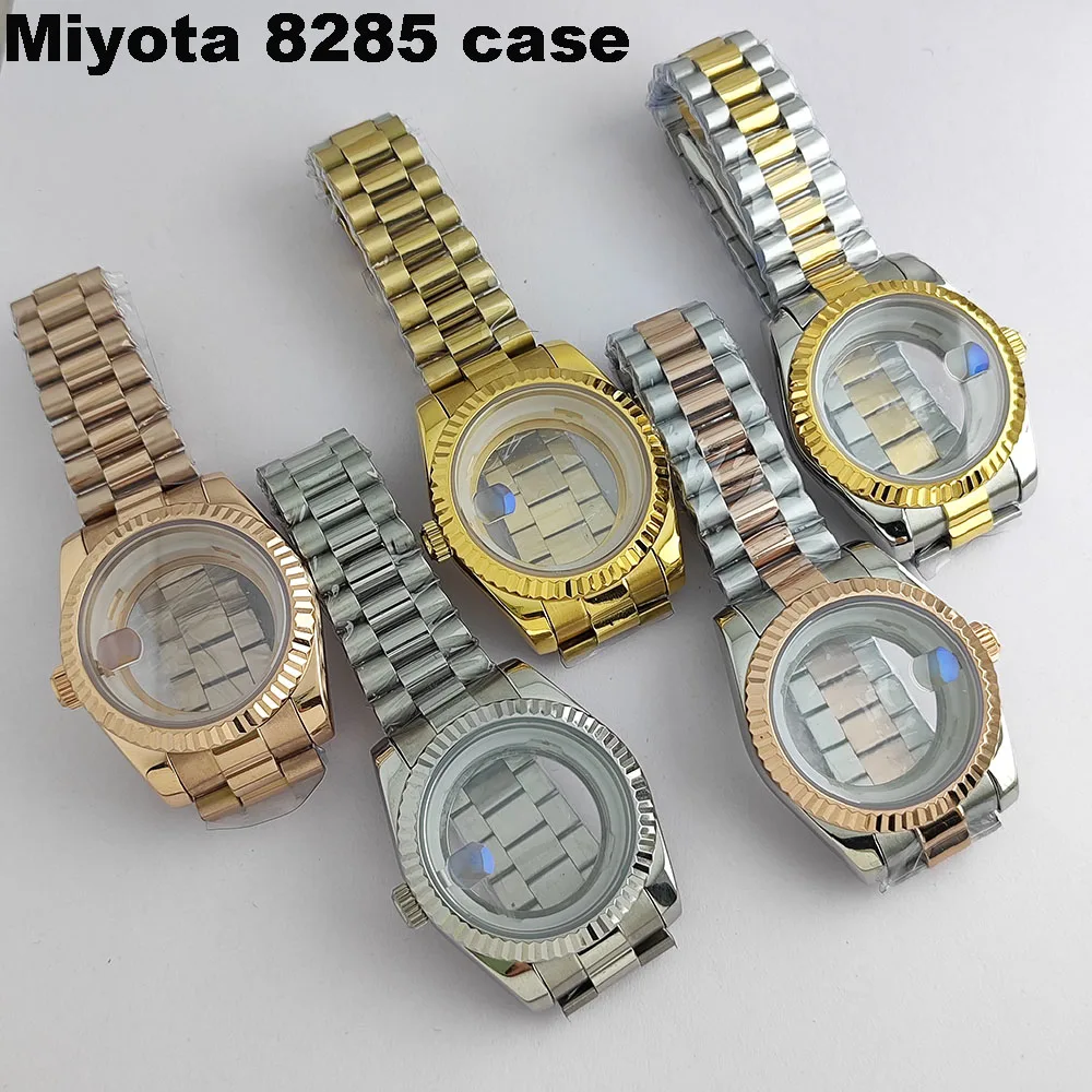 39mm Miyota8285 case stainless steel silver gold rose gold 8285 case sapphire glass suitable for Miyota movement men's watch