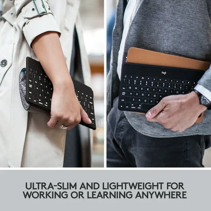 Logitech Keys-To-Go Keyboard Bluetooth Super-Slim dan Super-Ringan untuk iPhone, iPad, dan Apple TV, Hitam