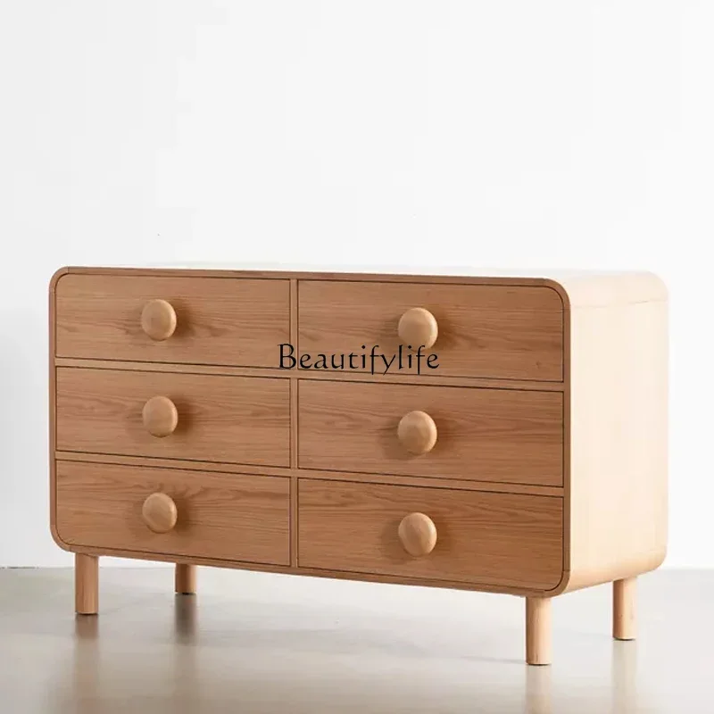 

LD33Nordic log style dining side cabinet modern entrance French locker