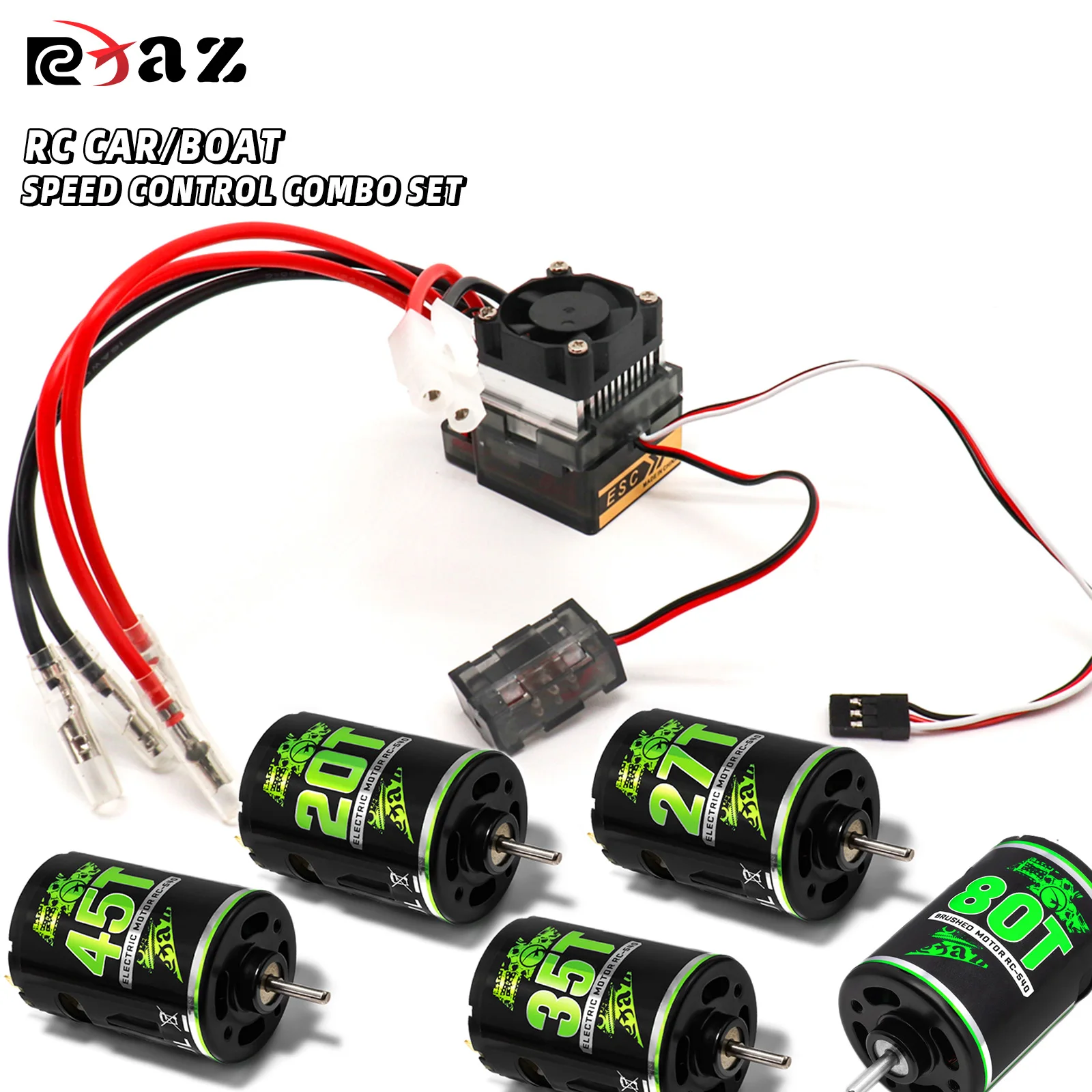 RCXAZ RC 540 موتور 10T-80T 320A HVC ESC كومبو كيت مقاوم للماء ل 1/10 RC الزاحف سيارة/خزان القارب Traxxas TRX4 TRX6