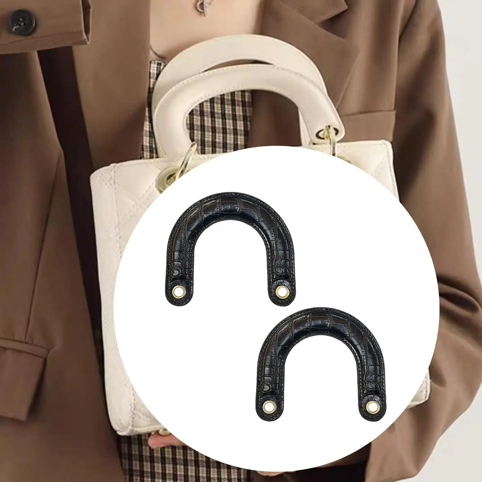 

2x Bag Handles Handbag Handles Replacement U Shaped Accessories for Bags DIY