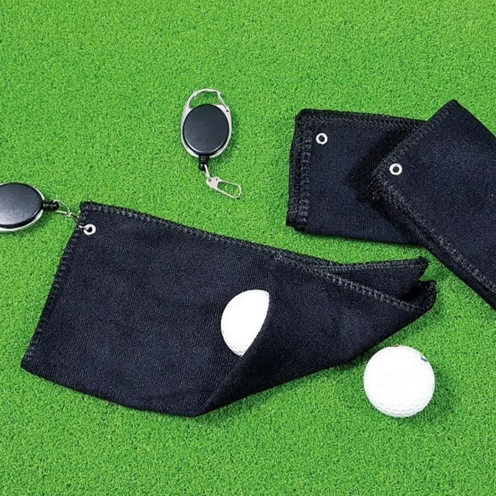 Square Golf Ball Cleaning Towel With Retractable Keychain Golf Tool Buckle Portable Accessories Golf Cleaning Cotton Balls Q9T3