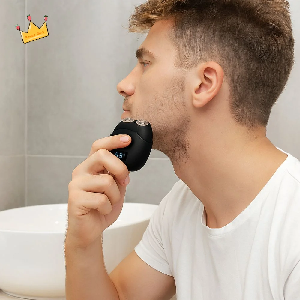 

Водонепроницаемая электробритва с цифровым дисплеем, зарядка через USB, триммер для бороды, двуглавая мини-умная бритва, бытовая