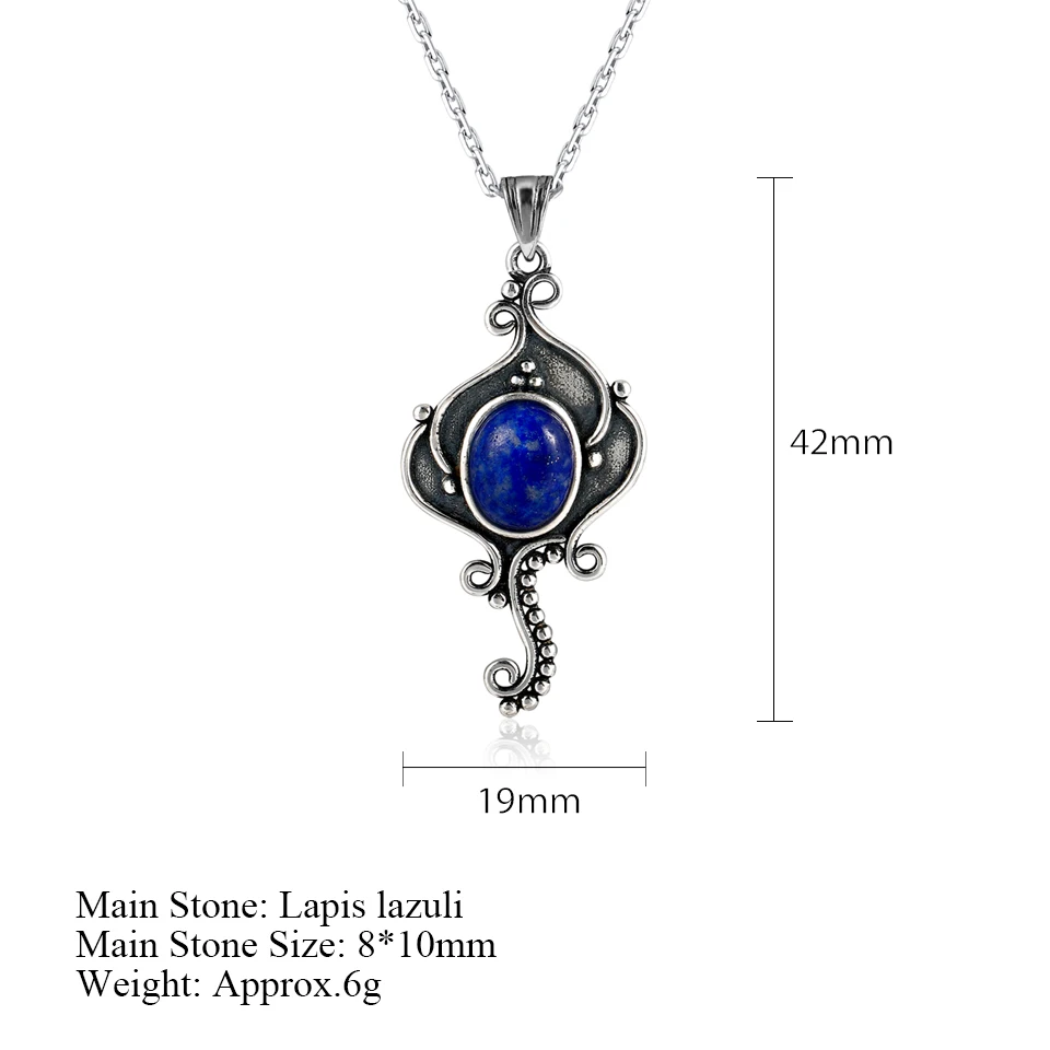 Nasiya Blue Pendant Necklace with Lapis Lazuli Kyanite Stone Women\'s Vintage Fashion Jewelry Necklaces for Wholesale