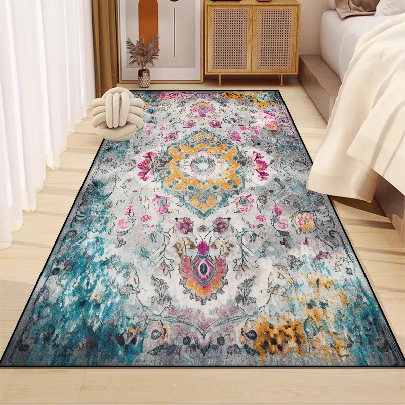 Old-fashioned Bedroom Bedside Carpet Ethnic Style Rugs for Living Room Big Size Kitchen Absorbent Mat Home Decor Non-slip Rug 카펫