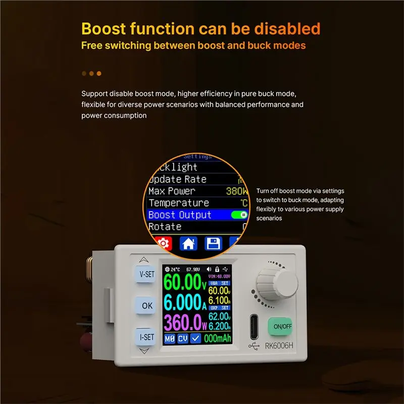 Y17A RK6006H 6A 360W Buck-Boost Voltage Regulator Power Supply Module With LCD Display For Electronics Repair RK6006H