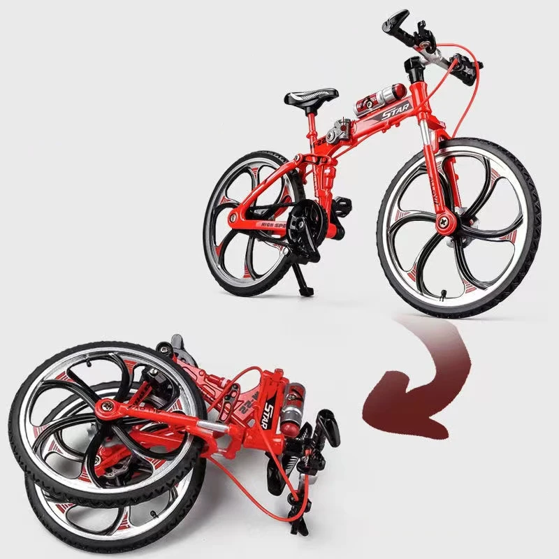 Mini Model Alloy Bicycle 1:8 Diecast Simulation Metal Adult Finger Mountain Bike Toy Die-cast Collection Gifts Toys ChildrenMin