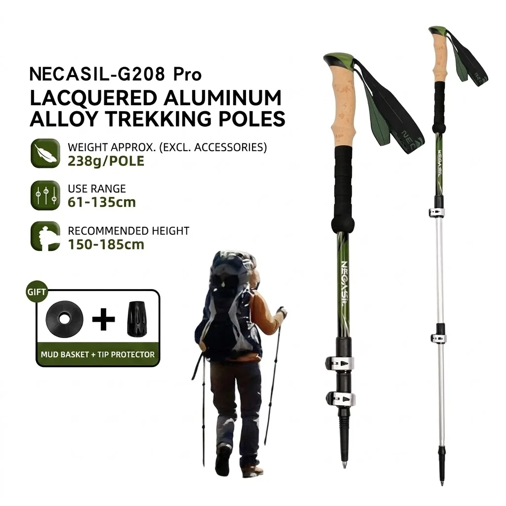 

Portable and Foldable Hiking Stick - Two Adjustable Hiking Sticks, Aluminum Ski Poles Nordic Walking Suitable for Elderly People