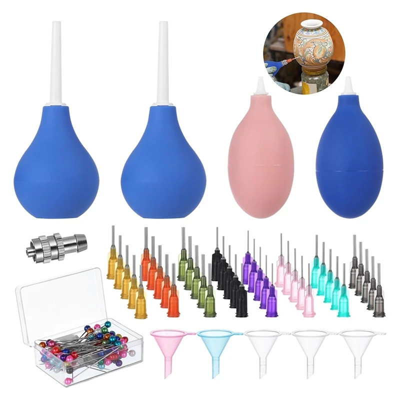 

M15K-129 Pcs Pottery Tools, Precision Tip Applicators, Pottery Slip Trailer Bottles With Needles,Filling Funnels,Pins