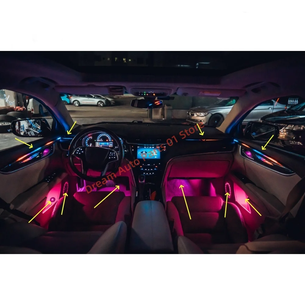 For Cadillac XTS 2013-2018 Dynamic Atmosphere Light Kit Automotive Interior Lighting Upgrade Foot Lights Automotive Accessories