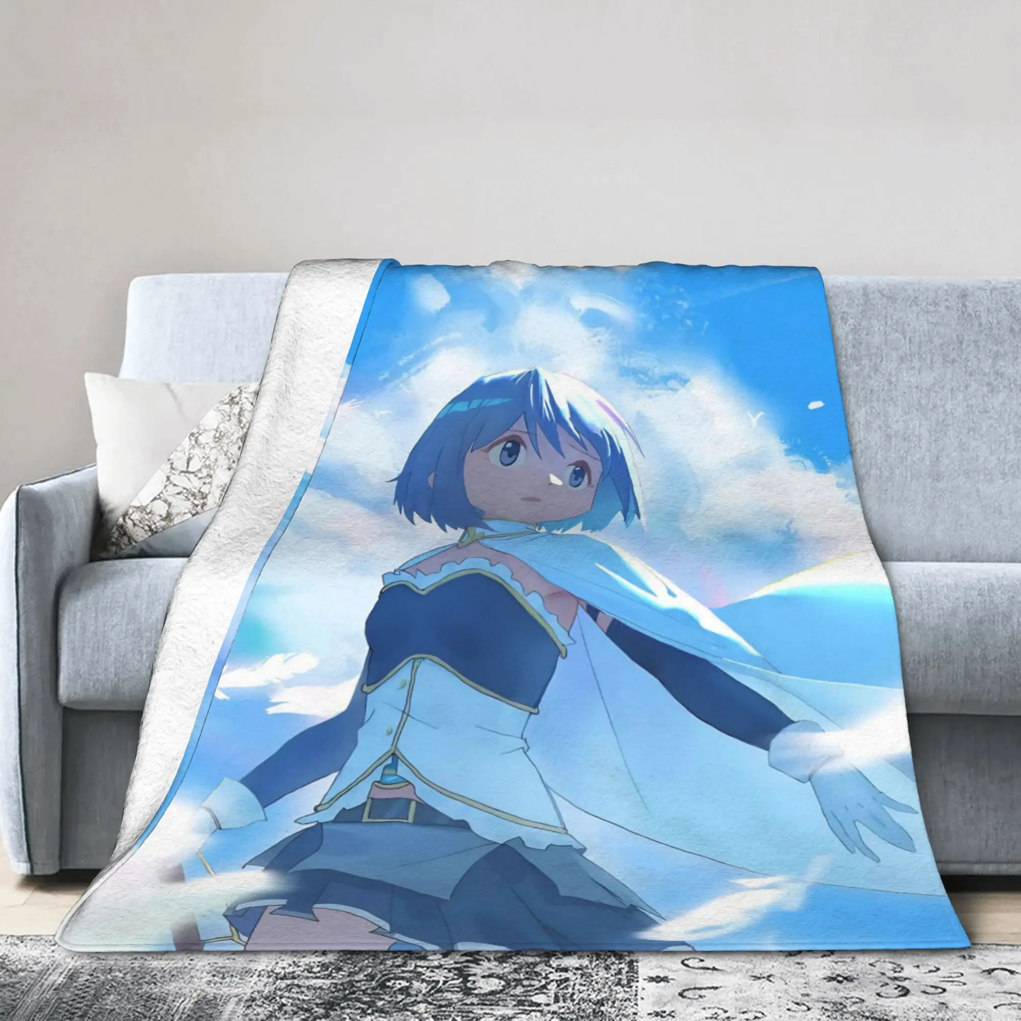 Sayaka Puella Magi Madoka Magica Anime Blanket Flannel Spring/Autumn Lightweight Throw Blanket for Bed Couch Bedding Throws