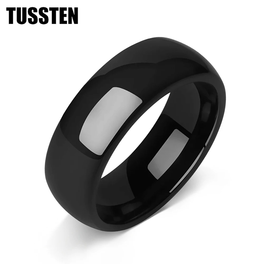 

TUSSTEN 2-10MM Black Tungsten Carbide Ring Men Women Wedding Band Domed Polished Finish Comfortable Fit