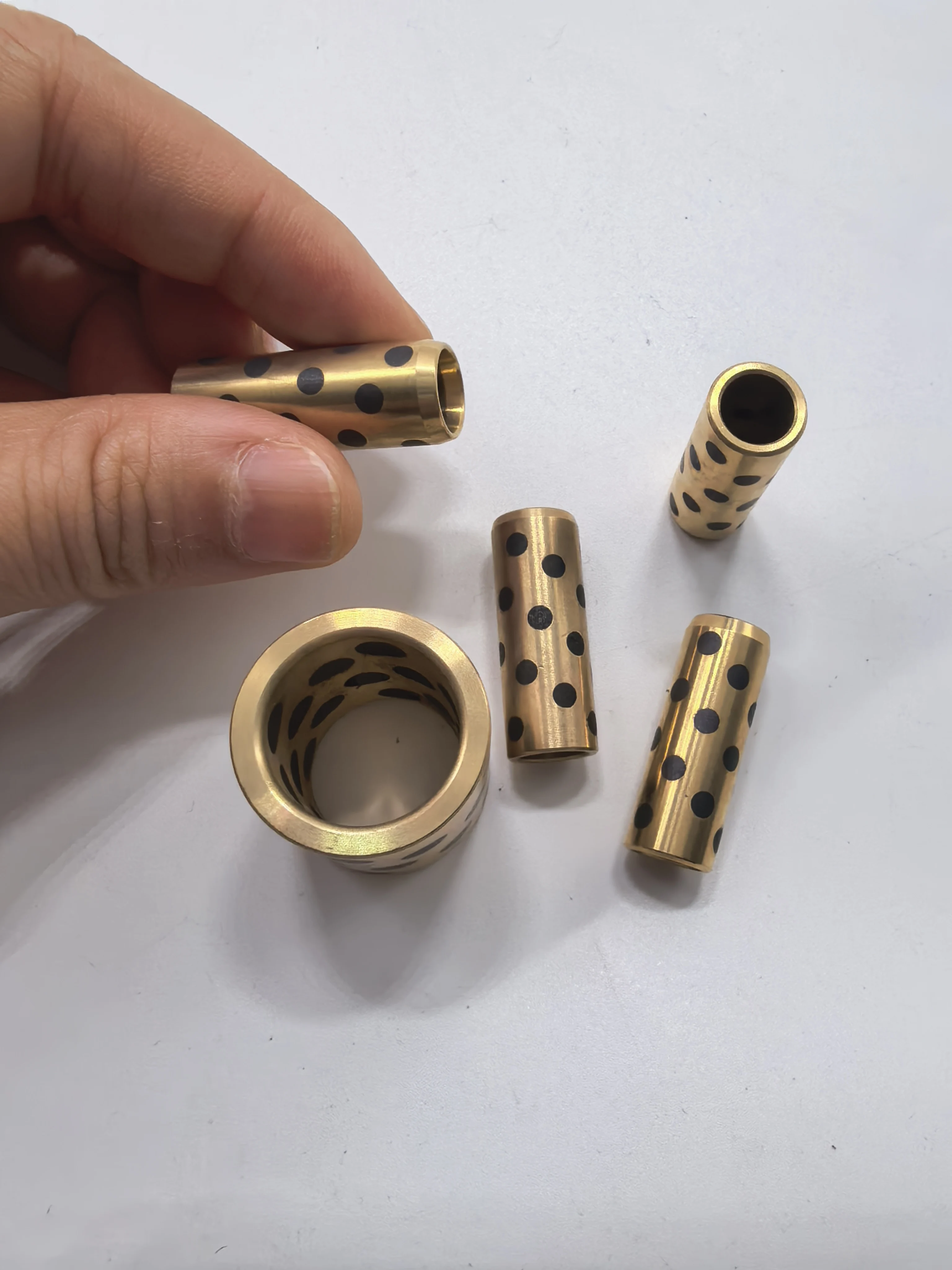 2Pcs Brass Copper Bushing Oil-Free Self-Lubricating Bearing ID 6-18mm for Machinery Fitness Equipment Office Parts