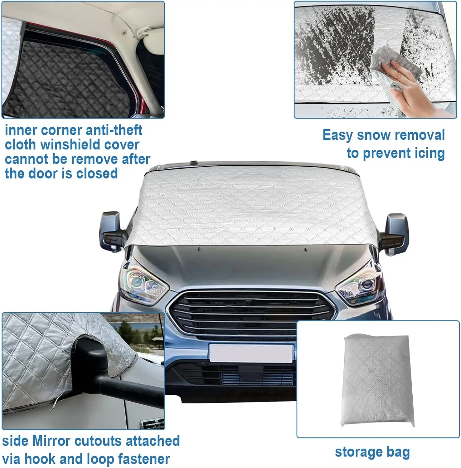 Windscreen Cover Anti Frost Ice Dust Window Cover Sun Protection For VW T6 Transporter 2016-2022 Motorhome Vans Car Accessories