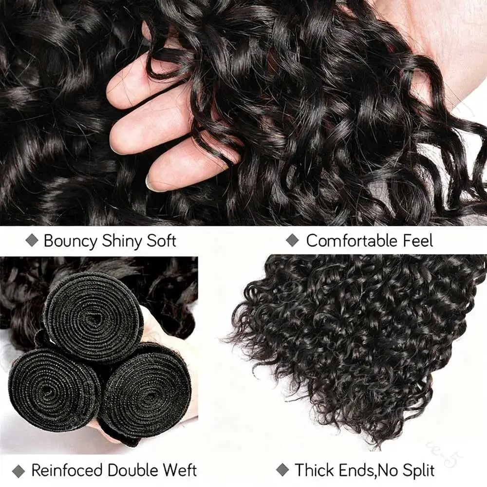 ブラジリアンカーリーバンドル バージンキンキージェリーカーリー人毛 1/3/4バンドル 本物の100%未処理バージンヘア ウォーターウェーブバンドル